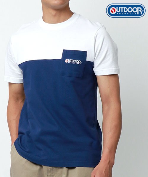 MARUKAWA(マルカワ)/【OUTDOOR】アウトドアプロダクツ ポケット付き切替え半袖Tシャツ メンズ トップス /ホワイト