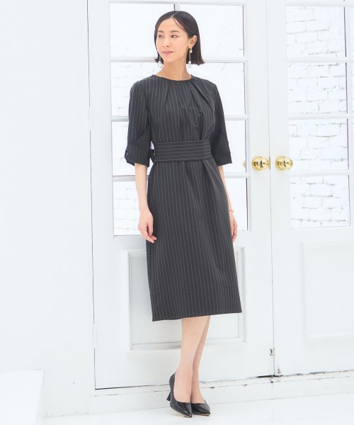DRESS+(ドレス プラス)/フォーマル ワンピース オフィスカジュアル 袖あり/ブラック