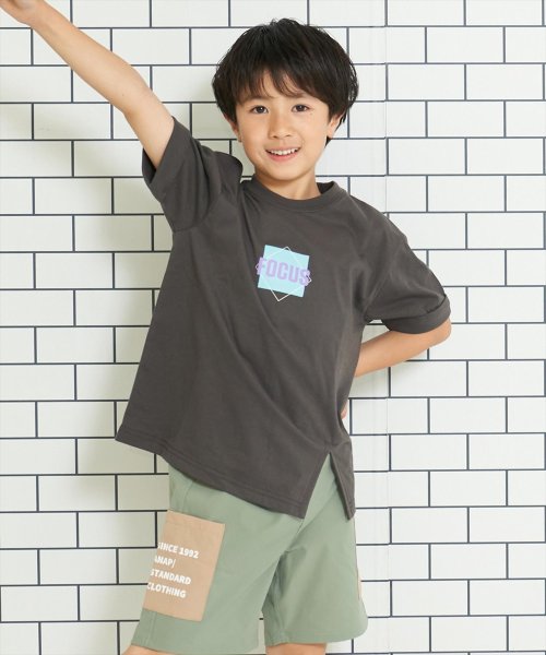 ANAP KIDS(アナップキッズ)/フロントスリットビッグTシャツ/ブラック