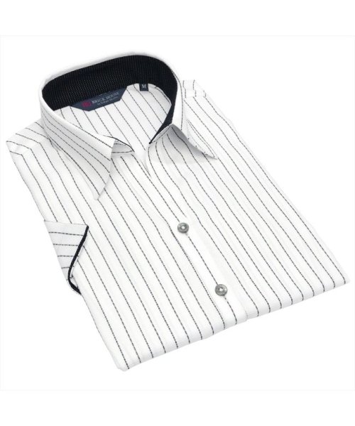 TOKYO SHIRTS(TOKYO SHIRTS)/形態安定 スキッパー衿 綿100% 半袖 レディースシャツ/クロ・グレー