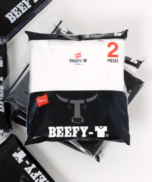 LAZAR(ラザル)/【Lazar】Hanes/へインズ BEEFY/ビーフィー 2P 無地 クルーネック 半袖Tシャツ/パックT 2枚組/ホワイト