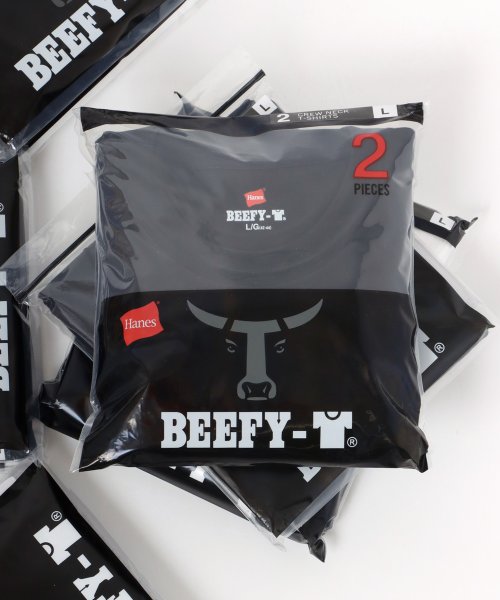 LAZAR(ラザル)/【Lazar】Hanes/へインズ BEEFY/ビーフィー 2P 無地 クルーネック 半袖Tシャツ/パックT 2枚組/ブラック