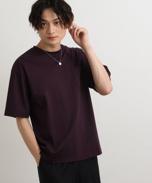 a.v.v (MEN)(アー・ヴェ・ヴェメンズ)/【接触冷感/S－XXL】シルケットスムースワイドシルエットTシャツ/ボルドー