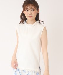  LAURA ASHLEY(ローラアシュレイ)/【接触冷感/洗える】ノースリーブレース カットソー/ホワイト（002）