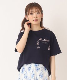  LAURA ASHLEY(ローラアシュレイ)/【接触冷感/洗える】ブランブル柄ポケットTシャツ/ネイビー（093）