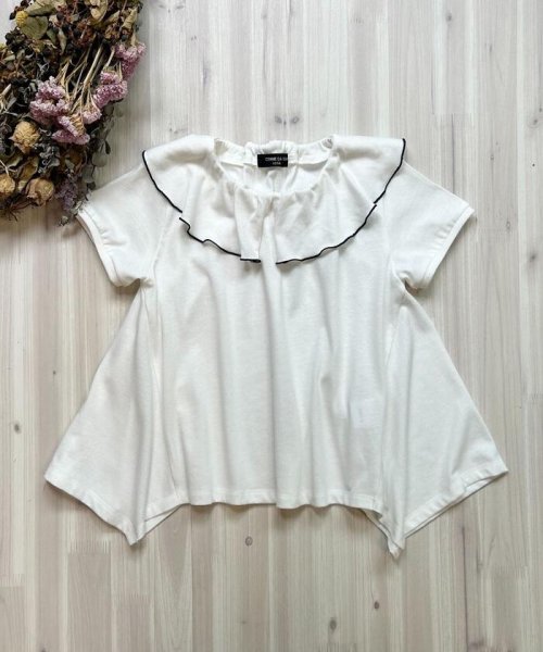 COMME CA ISM KIDS(コムサイズム（キッズ）)/ラッフルカラー　半袖Tシャツ/ホワイト