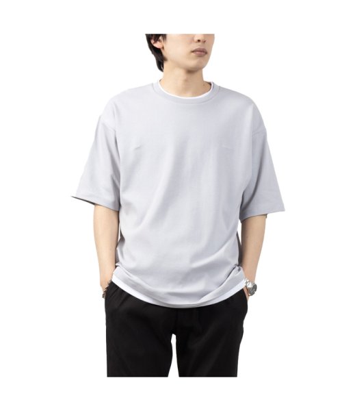 MAC HOUSE(men)(マックハウス（メンズ）)/NAVY ネイビー SARARI 冷感レイヤードTシャツ QMH/03888SS/グレー