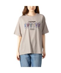 MAC HOUSE(women)(マックハウス（レディース）)/[大きいサイズ] CONVERSE コンバース シューズプリント半袖Tシャツ クイーンサイズ 3285－3724/グレージュ