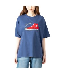 MAC HOUSE(women)(マックハウス（レディース）)/[大きいサイズ] CONVERSE コンバース シューズサガラ刺繍半袖Tシャツ クイーンサイズ 3285－3720/ネイビー