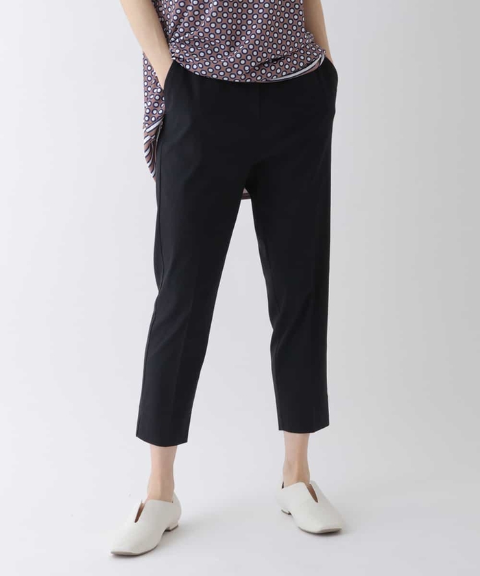 ヒロコビス パンツ ストレート ウエストゴム ストレッチ 日本製 コットン混 紺約25-30cm裾幅