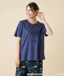 Leilian PLUS HOUSE(レリアンプラスハウス)/スクエアレースTシャツ/ネイビー