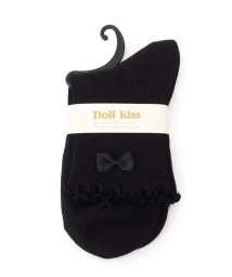 DollKiss(ESPERANZA／DollKiss)/リボン付きメローリブクルーソックス　靴下/ブラック（919）