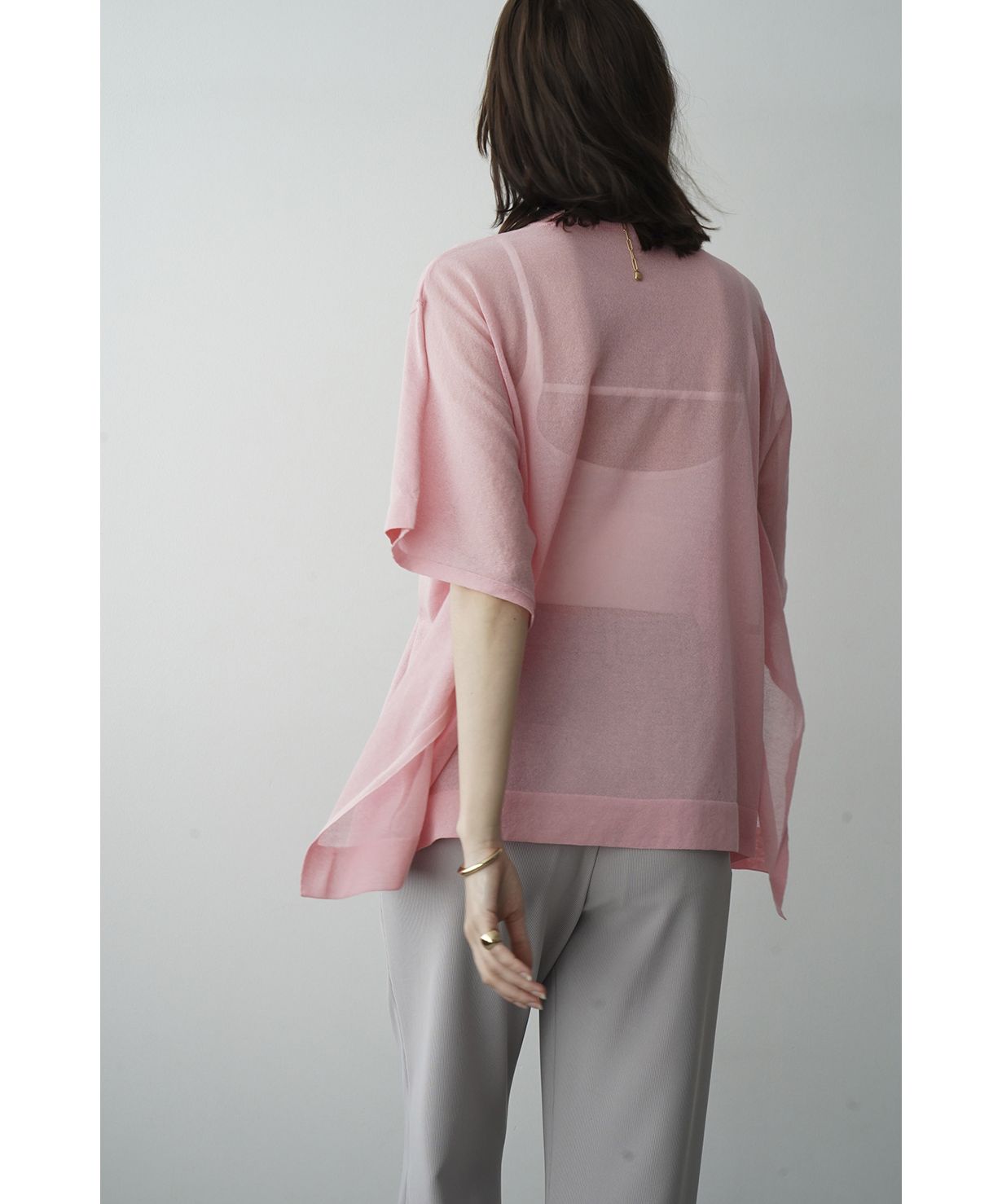 CLANE  SHEER SQUARE KNIT TOPS