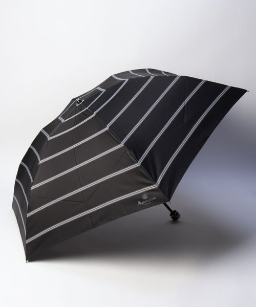 Aquascutum(アクアスキュータム)/アクアスキュータム　ボーダー柄 雨傘（折り畳み傘）/ブラック
