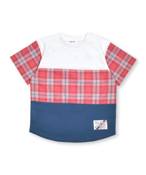SLAP SLIP(スラップスリップ)/【お揃い】マドラスチェックギンガムチェック切替半袖Tシャツ(80~130cm)/レッド系