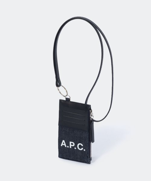 A.P.C.(アーペーセー)/アーペーセー A.P.C. CODDP M63527 小銭入れ メンズ 財布 APC コインケース カードケース ロゴ ストラップ付 ビジネス コットン フラグ/ネイビー