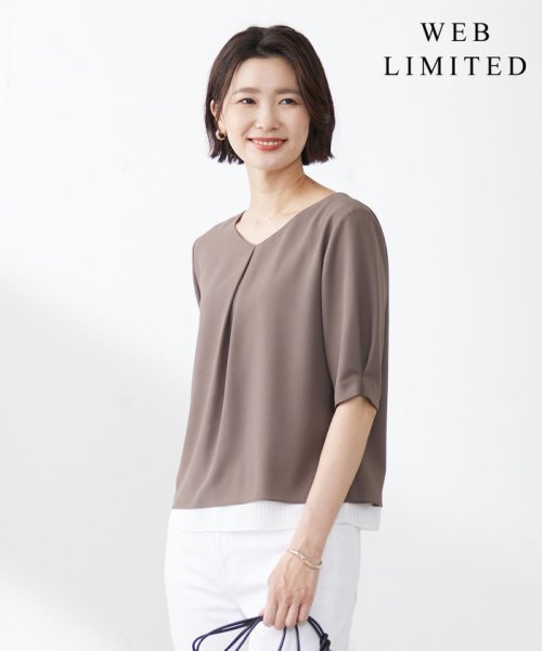 J.PRESS LADIES（LARGE SIZE）(J．プレス　レディス（大きいサイズ）)/【WEB限定】レイヤード カットソー/ブラウン系