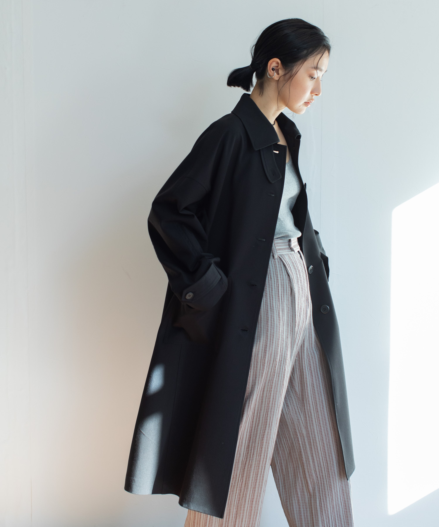 Audrey and John Wad】ストレッチツイルステンカラーコート