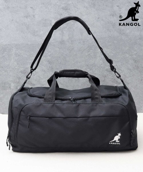 KANGOL(KANGOL)/KANGOL カンゴール 大容量 ポリエステル ボストンバッグ 旅行バッグ スポーツバッグ シューズボックス付き 通勤 通学 部活 アウトドア 旅行 出張/ブラック