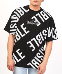 LUXSTYLE(ラグスタイル)/バイアスプリントTシャツ/Tシャツ メンズ レディース 半袖 ロゴ プリント バイアス/ブラック