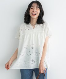 coca(コカ)/【インド綿】カットワーク Vネックブラウス/WHITE