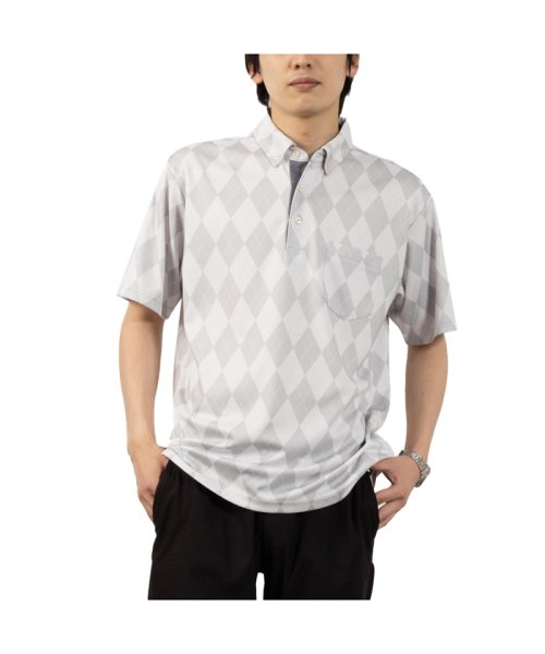 MAC HOUSE(men)(マックハウス（メンズ）)/NAVY ネイビー SARARI アーガイル柄ボタンダウンポロシャツ QMH/03890SS/グレー