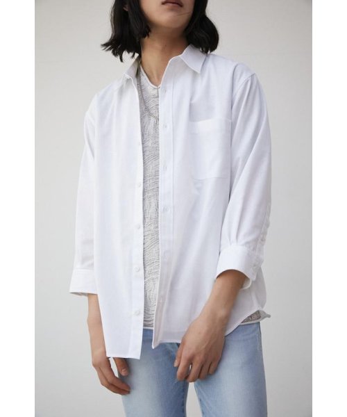 AZUL by moussy(アズールバイマウジー)/RELATECH LINEN MIX 3/4 SHIRT/WHT