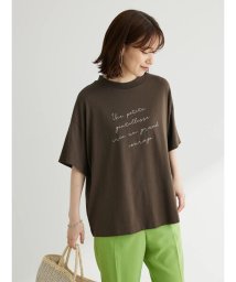 Green Parks(グリーンパークス)/多段筆記体オーバーサイズボックスTシャツ/ダークブラウン