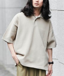 coen(coen)/オーバーサイズメッシュニットポロシャツ/BEIGE