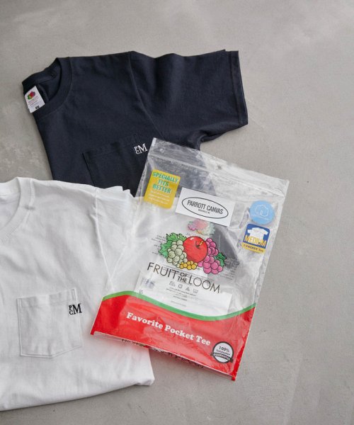 ADAM ET ROPE'(アダム　エ　ロペ)/【PARROTT CANVAS】FRUIT OF THE LOOM/FAVORITE POCKET TEE (2PACK)/ブラック（01）