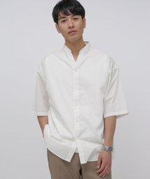 nano・universe(ナノ・ユニバース)/「大人のワイドシャツ」バンドカラー 半袖/ホワイト