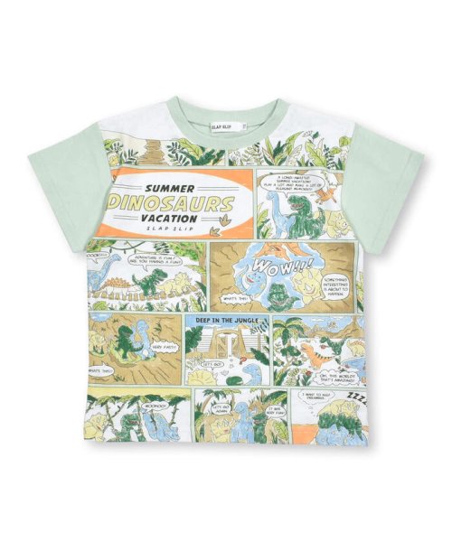 SLAP SLIP(スラップスリップ)/恐竜コミックプリント半袖Tシャツ(80~130cm)/グリーン