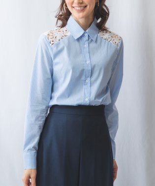 NARA CAMICIE/ショルダー&バックレースストライプシャツ/505398776