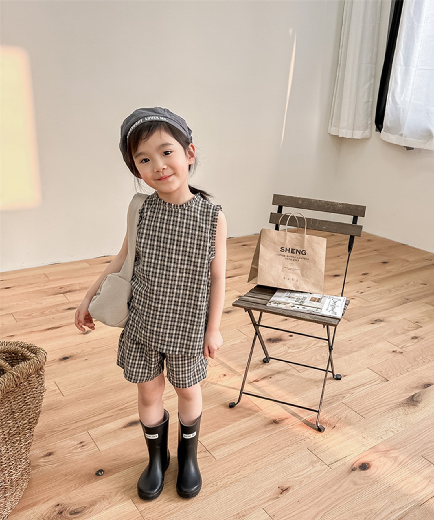 【aimoha－KIDS－】韓国子供服 チェック柄セットアップ