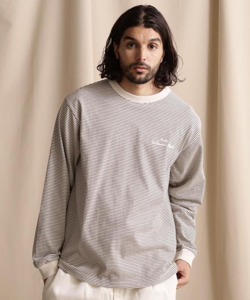 Schott(ショット)/直営限定/BLIND STRIPE LS T－SHIRT/ブラインドストライプ ロングTシャツ/ナチュラル4