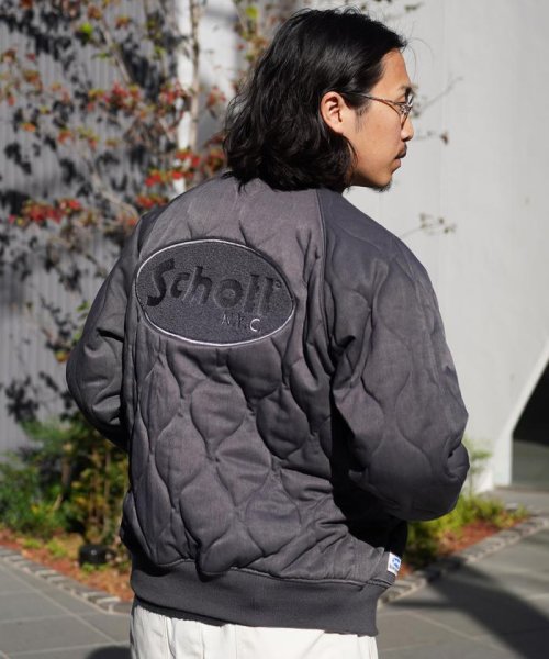 Schott(ショット)/WEB LIMITED/ONIONQUILTED JACKET OVALCHENILLE LOGO/オーバルシニールオニオンキルトジャケット/チャコール