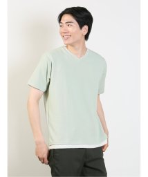 TAKA-Q/リップル フェイクVネック 半袖 メンズ Tシャツ カットソー カジュアル インナー ビジネス ギフト プレゼント/505400083