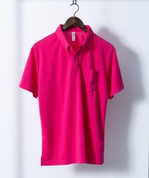 Nylaus select(ナイラスセレクト)/4.4オンス 吸汗速乾 UVカット ボタンダウン 胸ポケット付き ドライポロシャツ/ピンク