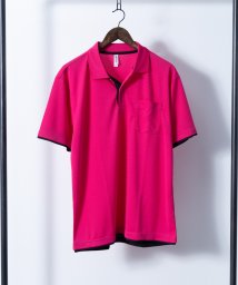 Nylaus select(ナイラスセレクト)/4.4オンス 吸汗速乾 UVカット ボタンダウン 胸ポケット付き フェイクレイヤードドライポロシャツ/ピンク