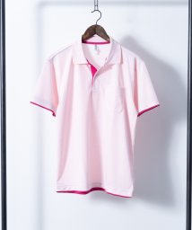 Nylaus select(ナイラスセレクト)/4.4オンス 吸汗速乾 UVカット ボタンダウン 胸ポケット付き フェイクレイヤードドライポロシャツ/ピンク