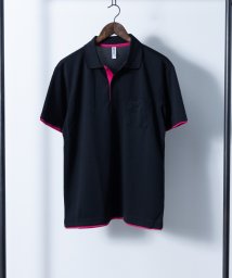 Nylaus select(ナイラスセレクト)/4.4オンス 吸汗速乾 UVカット ボタンダウン 胸ポケット付き フェイクレイヤードドライポロシャツ/ブラック