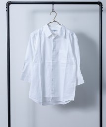 Nylaus select(ナイラスセレクト)/レギュラーカラー スラブダンガリー 7分袖シャツ/ホワイト