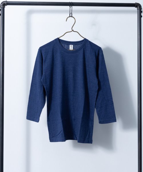Nylaus select(ナイラスセレクト)/トライブレンド ミックスカラー 7分袖Tシャツ/ネイビー