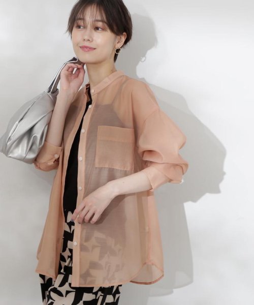 バンドカラーシアーシャツ(505382751) エヌナチュラルビューティベーシック(N Natural Beauty Basic) MAGASEEK N. NATURAL BEAUTY BASIC バンドカラー 半袖シャツブラウス