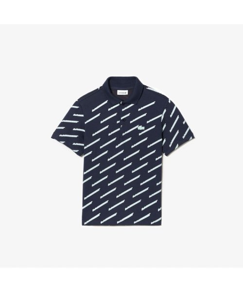 LACOSTE KIDS(ラコステ　キッズ)/BOYS グラフィカルブランドネームロゴ総柄ポロシャツ/ネイビー