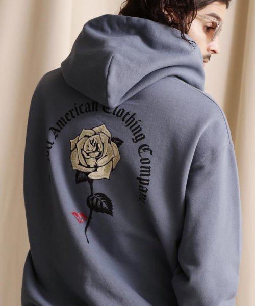 Schott(ショット)/WEB LIMITED/HOODED SWEAT DOLLER ROSE/ダラーローズ パーカー/ブルーグレー5