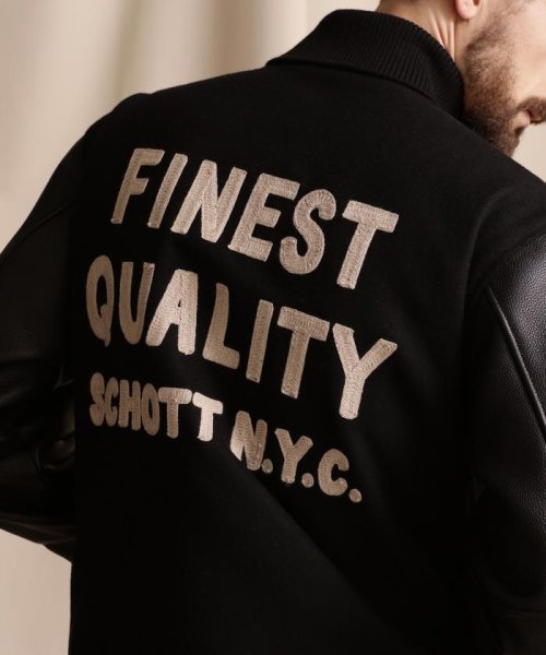 Schott(ショット)/×SKOOKUM/×スクーカム/STUDIUM JACKET FINEST QUALITY /ブラック