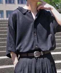 Nilway(ニルウェイ)/ベーシックニットシャツ/半袖カーディガン/ブラック