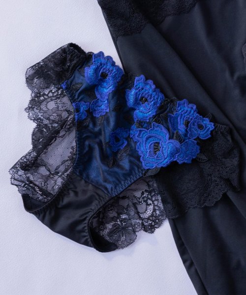 fran de lingerie(フランデランジェリー)/ゴージャス薔薇刺繍美しさも、機能も 「グレースイストグランデ バックレース」 バックレースショーツ/ブラック