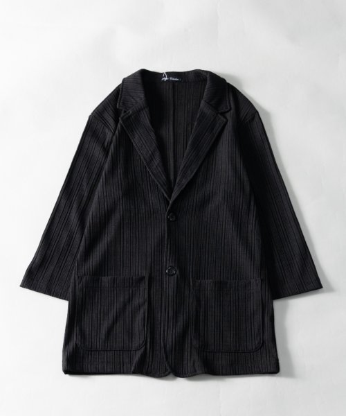 Nylaus select(ナイラスセレクト)/テレコ ライトウェイト 7分袖テーラードジャケット/ブラック